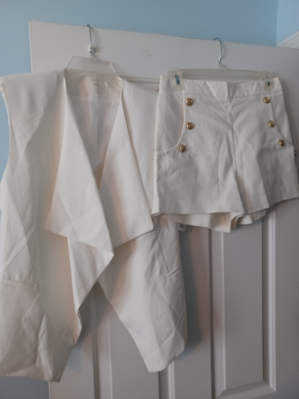 White High-Waist Sailor Button Women’s Shorts Set